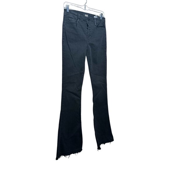 Paige High Rise Lou Lou Jeans Womens 27 black Wide Leg Flare Button Fly Classic - Picture 13 of 16